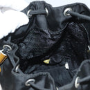 PRADA Hand Bag Nylon Black Gold Auth 132686V-21