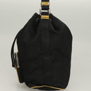 PRADA Hand Bag Nylon Black Gold Auth 132686V-4