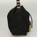 PRADA Hand Bag Nylon Black Gold Auth 132686V-5