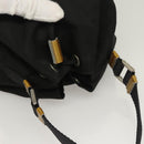 PRADA Hand Bag Nylon Black Gold Auth 132686V-6