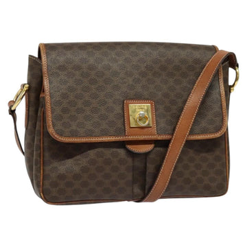 CELINE Macadam Canvas Shoulder Bag PVC Leather Brown Gold Auth 132689