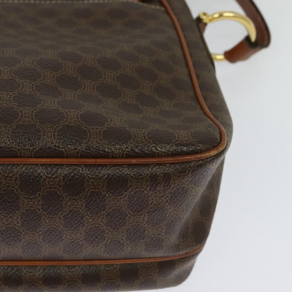 CELINE Macadam Canvas Shoulder Bag PVC Leather Brown Gold Auth 132689