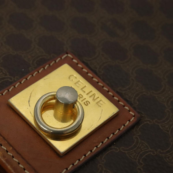 CELINE Macadam Canvas Shoulder Bag PVC Leather Brown Gold Auth 132689