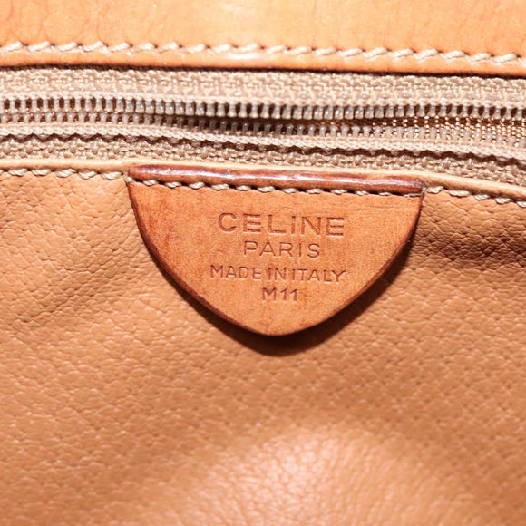 CELINE Macadam Canvas Shoulder Bag PVC Leather Brown Gold Auth 132689