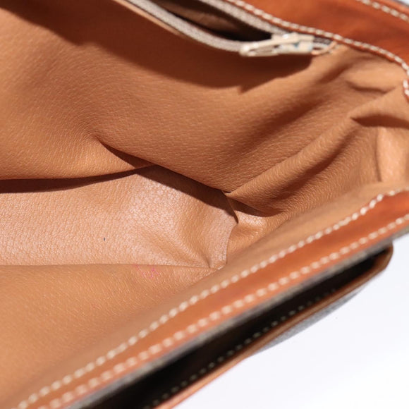 CELINE Macadam Canvas Shoulder Bag PVC Leather Brown Gold Auth 132689