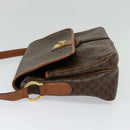 CELINE Macadam Canvas Shoulder Bag PVC Leather Brown Gold Auth 132689-3