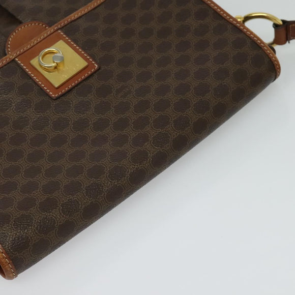 CELINE Macadam Canvas Shoulder Bag PVC Leather Brown Gold Auth 132689