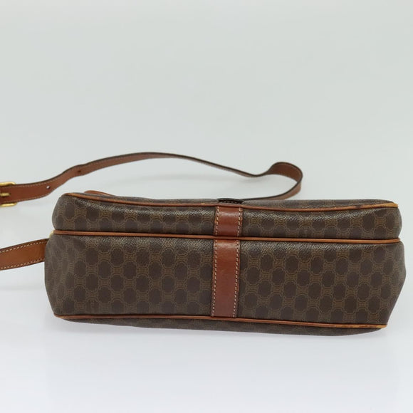 CELINE Macadam Canvas Shoulder Bag PVC Leather Brown Gold Auth 132689