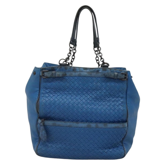 BOTTEGA VENETA INTRECCIATO Tote Bag Leather embossed Blue Auth 132702