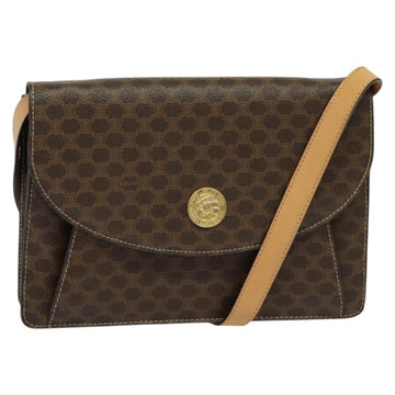 CELINE Macadam Canvas Shoulder Bag PVC Leather Brown Gold Auth 132703