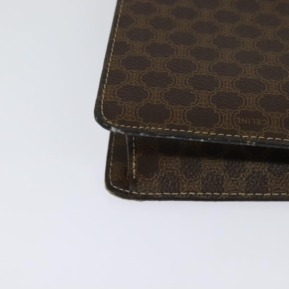 CELINE Macadam Canvas Shoulder Bag PVC Leather Brown Gold Auth 132703