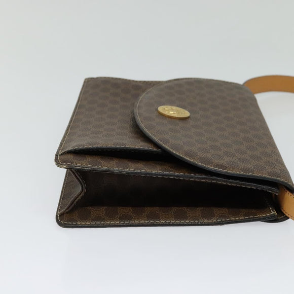 CELINE Macadam Canvas Shoulder Bag PVC Leather Brown Gold Auth 132703