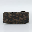 FENDI Zucca Canvas Mamma Baguette Shoulder Bag Black Brown Silver Auth 132708-11