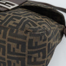 FENDI Zucca Canvas Mamma Baguette Shoulder Bag Black Brown Silver Auth 132708-12
