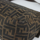 FENDI Zucca Canvas Mamma Baguette Shoulder Bag Black Brown Silver Auth 132708-14