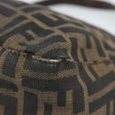FENDI Zucca Canvas Mamma Baguette Shoulder Bag Black Brown Silver Auth 132708-15