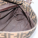 FENDI Zucca Canvas Mamma Baguette Shoulder Bag Black Brown Silver Auth 132708-21