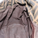 FENDI Zucca Canvas Mamma Baguette Shoulder Bag Black Brown Silver Auth 132708-22
