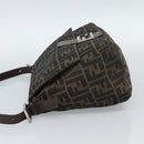FENDI Zucca Canvas Mamma Baguette Shoulder Bag Black Brown Silver Auth 132708-4