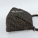 FENDI Zucca Canvas Mamma Baguette Shoulder Bag Black Brown Silver Auth 132708-5