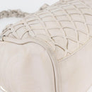 CHANEL Chain Hand Bag Leather White Silver CC Auth 132723-15