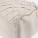 CHANEL Chain Hand Bag Leather White Silver CC Auth 132723-10