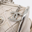 CHANEL Chain Hand Bag Leather White Silver CC Auth 132723-11
