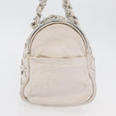 CHANEL Chain Hand Bag Leather White Silver CC Auth 132723-3