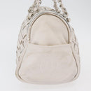 CHANEL Chain Hand Bag Leather White Silver CC Auth 132723-4