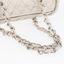 CHANEL Chain Hand Bag Leather White Silver CC Auth 132723-14