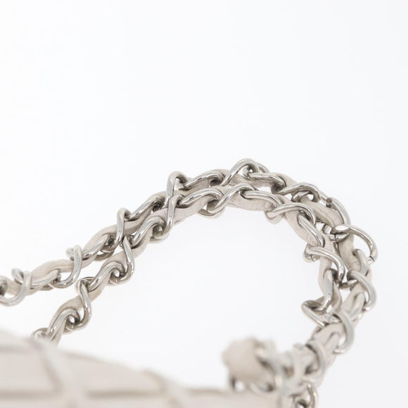 CHANEL Chain Hand Bag Leather White Silver CC Auth 132723
