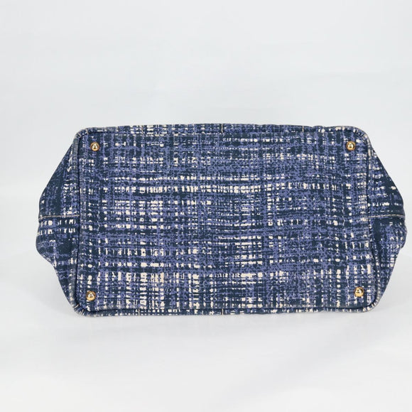 PRADA Canapa GM Hand Bag Canvas Blue Gold Auth 132724