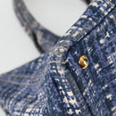 PRADA Canapa GM Hand Bag Canvas Blue Gold Auth 132724-10