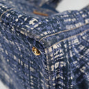 PRADA Canapa GM Hand Bag Canvas Blue Gold Auth 132724-15