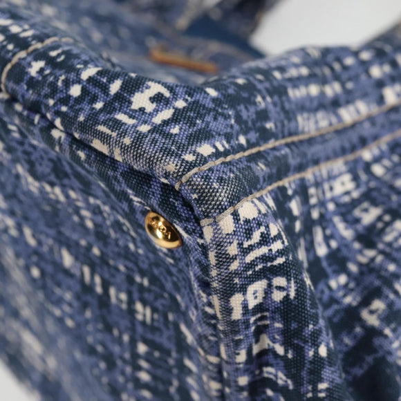 PRADA Canapa GM Hand Bag Canvas Blue Gold Auth 132724