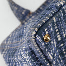 PRADA Canapa GM Hand Bag Canvas Blue Gold Auth 132724-16