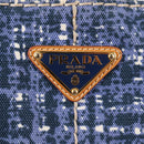 PRADA Canapa GM Hand Bag Canvas Blue Gold Auth 132724-18