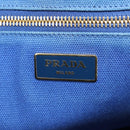 PRADA Canapa GM Hand Bag Canvas Blue Gold Auth 132724-21