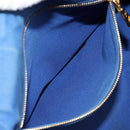 PRADA Canapa GM Hand Bag Canvas Blue Gold Auth 132724-23