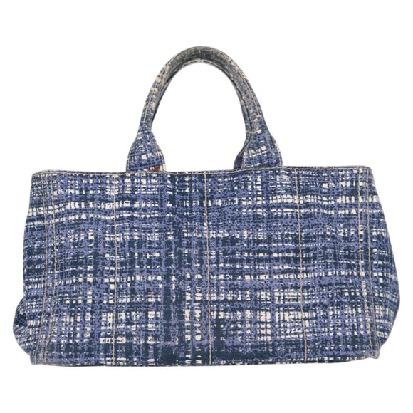 PRADA Canapa GM Hand Bag Canvas Blue Gold Auth 132724