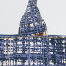 PRADA Canapa GM Hand Bag Canvas Blue Gold Auth 132724-3