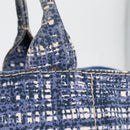 PRADA Canapa GM Hand Bag Canvas Blue Gold Auth 132724-4