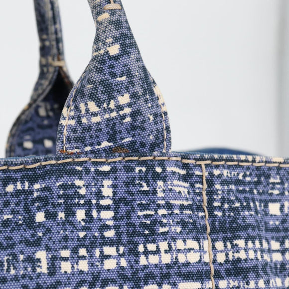 PRADA Canapa GM Hand Bag Canvas Blue Gold Auth 132724