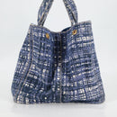 PRADA Canapa GM Hand Bag Canvas Blue Gold Auth 132724-5