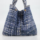 PRADA Canapa GM Hand Bag Canvas Blue Gold Auth 132724-6