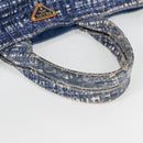 PRADA Canapa GM Hand Bag Canvas Blue Gold Auth 132724-9
