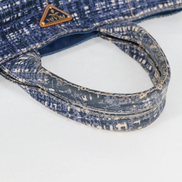 PRADA Canapa GM Hand Bag Canvas Blue Gold Auth 132724