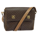 CELINE Macadam Canvas Shoulder Bag PVC Leather Brown Gold Auth 132726-1