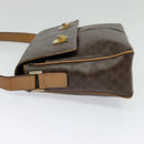 CELINE Macadam Canvas Shoulder Bag PVC Leather Brown Gold Auth 132726-3