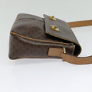CELINE Macadam Canvas Shoulder Bag PVC Leather Brown Gold Auth 132726-4